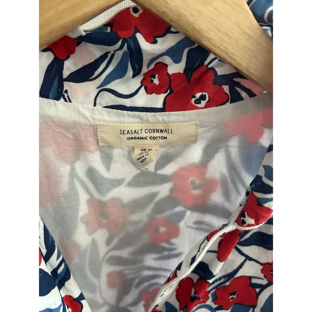 Seasalt Cornwall Charlotte Floral Midi Dress 12 Preppy Organic Cotton - Picture 3 of 11